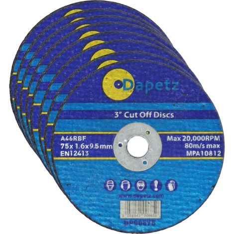 Dapetz ® 10 Pack 75mm X 1.6mm Metal Cutting Cut Off Discs 9.5mm Bore Stainless Steel Slitting Disc Designed for Cutting All Types Metals And Stainless Steel (1/5)