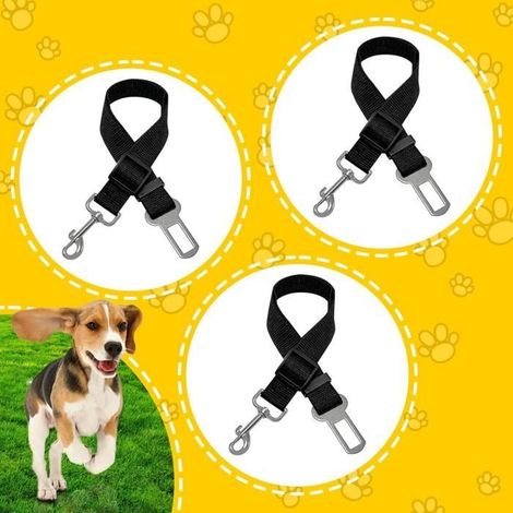 Ceinture Chien Voiture, 3 Pièces Harnais, réglable 33-60 cm Ceinture de Securite, Laisse Ceinture de Sécurité (1/4)