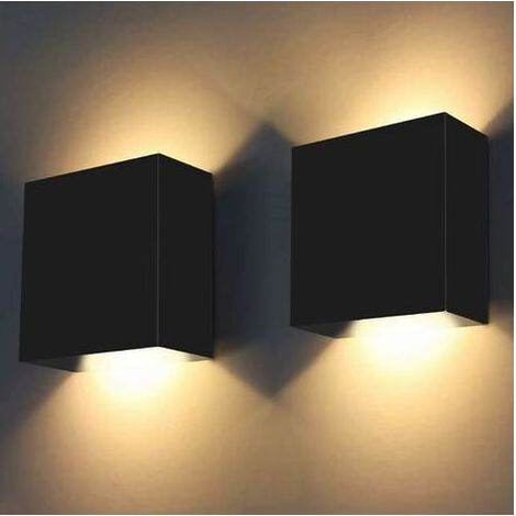 QAZQA 2pcs Applique Murale Intérieur, Appliques LED d'intérieur, 6W Applique Murale décorative 3000K blanc chaud, Applique murale moderne pour chambre à coucher, salon, hôtel, escalier, allée(noir (1/5)