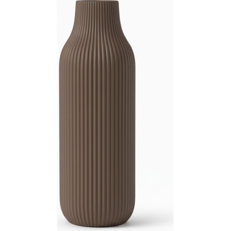 Un vaso moderno dalle linee semplici, di un elegante colore marrone con un delicato motivo. (1/3)