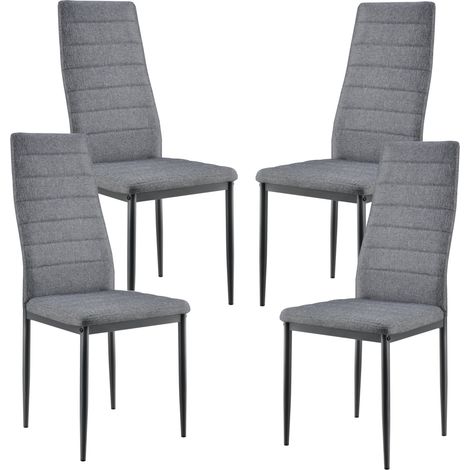 Juego de 4 sillas de comedor sillas de cocina tapizadas acero y tela gris 030002798