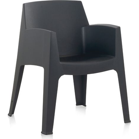 Lot de 12 chaises de jardin empilables en résine coloris Gris - Longueur 67 x Profondeur 60 x Hauteur 82 cm -PEGANE- (1/4)