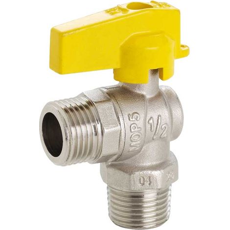 RUBINETTO GAS A SFERA M/M A SQUADRO CON LEVA IN ALLUMINIO FIV 1/2"" x 1/2