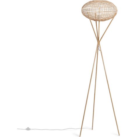 – Lampadaire Ronax naturel – Hauteur 1,6m – Culot E27 – Lumière chaude, froide ou neutre – Pour salons, bureaux et restaurants (1/5)
