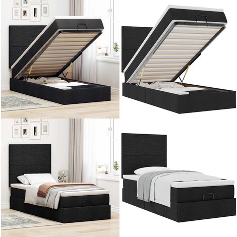 vidaXL Ottoman-Bett mit Matratze Schwarz 80x200 cm Stoff (1/5)