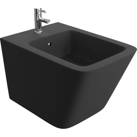 LAVITA Bidet mural universal Lago Black avec trou de robinet et trop-plein en céramique Hygiénique et facile d'entretien (1/4)