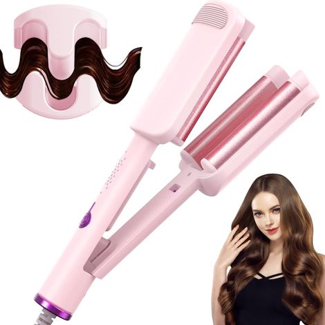 Lisseur Wavy, 32mm Fers à Onduler, Boucleur a Cheveux 3 Tete, Fer à Friser Français Grandes Boucles, Mermaid Waves, 4 Températures Réglables, Cheveux Wavy Fer à Boucler pour Cheveux Longs Courts (1/5)