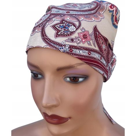 Bufanda de mujer Aga 478 de algodón, gorro con volantes, también para después de la quimioterapia. (1/5)