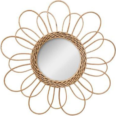 Miroir Déco en Rotin "Fleur" 38cm Naturel (1/2)