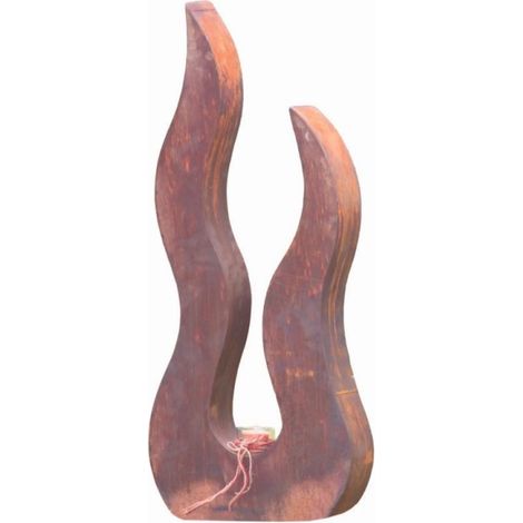 Jardinex – Déco jardin flamme acier corten rouillé 82 cm – Résiste aux intempéries – Base pour bougie – Décoration extérieure originale