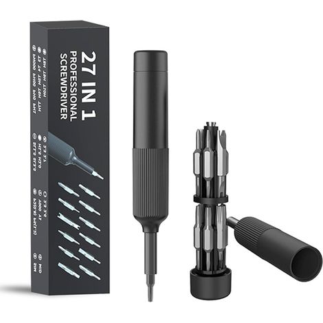 27-in-1 Professional Screwdriver, Adjustable Magnetic Multi-Tool with Non-Slip Handle and Demagnetizer, for Repairing Phones, Watches, and Glasses (ABS Case) (1/5)