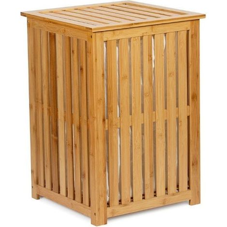 Panier à Linge en Bambou avec Sac Intérieur Amovible (1/3)