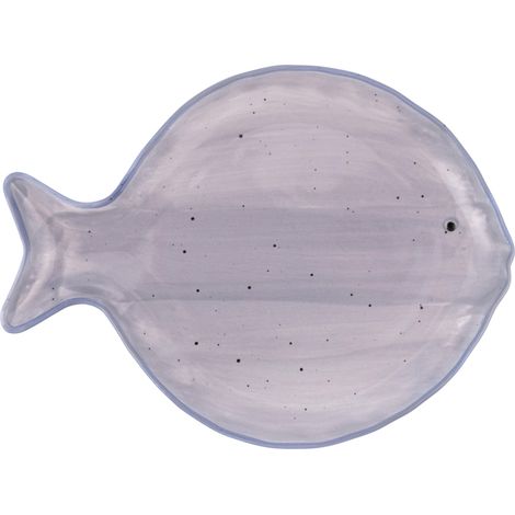 Assiette plate simple en porcelaine 25,3 x 19 cm, style coastal, gris (1/3)