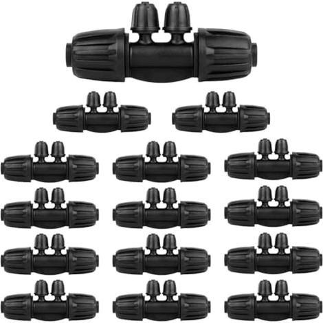 Lot de 15 Kits d’Irrigation Goutte à Goutte de 1/2 Pouce à 1/4 de Pouce pour Tuyau d’Irrigation de 16 mm, connecteur de Tuyau d’arrosage (4 Voies (1/5)