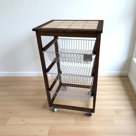 Carrello da cucina portafrutta con 3 cestelli senza base NOCE (1/2)