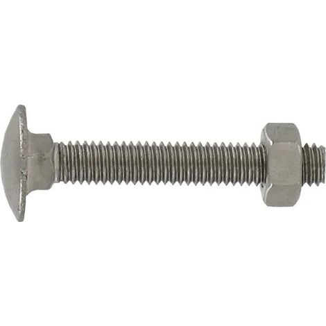 Boulon tête ronde à collet carré en inox A2 6x80mm, 4 pièces.