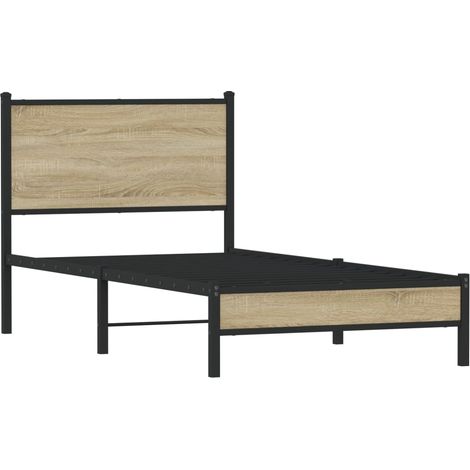 Metal Bed Frame without Mattress Sonoma Oak 90x200 cm vidaXL (1/4)