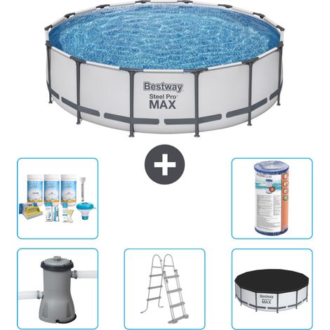 Piscine Bestway ronde Steel Pro MAX - 427 x 107 cm - Grise - Comprend des Accessoires CB29 (1/3)
