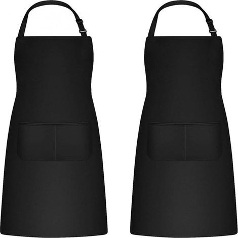 2-teiliges Küchenschürzen-Set für Damen und Herren, Haushaltsschürze, Werkzeughalterschürze mit 2 Taschen für den Grill, verstellbare Gartenschürze für Erwachsene (1/5)