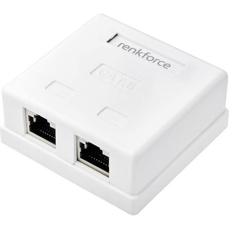 2-Port CAT6 Wall-Mounted Network Adapter, White – Model A471342, Easy and Aesthetically Sleek Installation