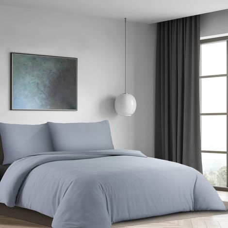 Parure de lit - Housse de couette et taie d'oreiller - En tissu doux - Infroissable - Avec housse de couette et taie d'oreiller (gris clair, 200 x 200 + 80 x (1/5)