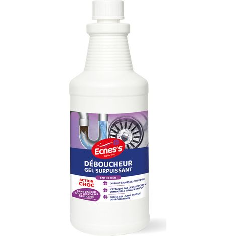 Déboucheur Gel Surpuissant Formule Gel Ultra-concentrée, Action Rapide - Ecness