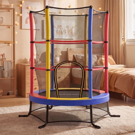 Mini Trampoline pour Enfant, avec Filets de Sécurité, Cadre en Acier, pour Intérieur, Extérieur, Jardin, Multicolore
