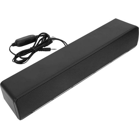Barra de sonido JSSEVN, reproductor de música estéreo 3D con cable USB, caja de sonido envolvente con graves profundos, con conector de audio de 3,5 mm, para PC (1/5)