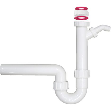 Schläfer 439506 Sifone a S per Scarico Lavabo Bagno e Lavandino Cucina, con Attacco per Lavastoviglie e Lavatrice, Diametro 40mm, Adattatore Universale 1"1/2 e 1"1/4