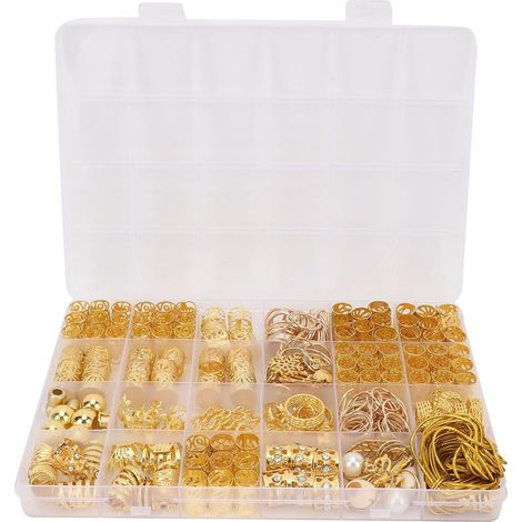 Bijoux de Cheveux pour Tresses, Accessoires pour Tresses en Alliage ajouré électroplaqué avec de Magnifiques Motifs, pour Banquets, Mariages et événements sur Tapis rouge. (GOLD) (1/5)