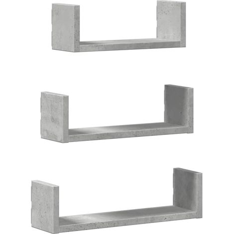 Maison Exclusive - Wandregal 3 Stk. Betongrau Holzwerkstoff