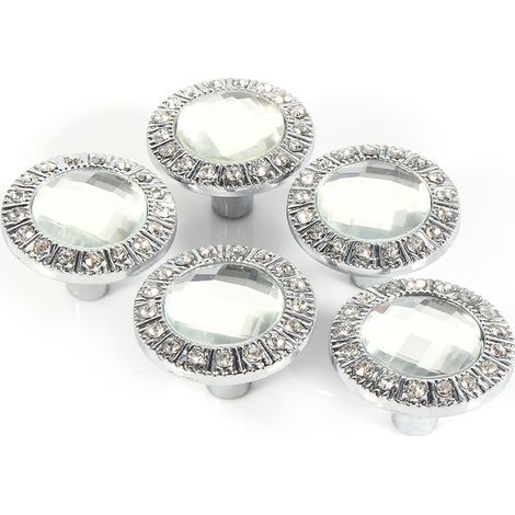 10 pièces clair diamant cristal verre armoire bouton placard tiroir porte poignée de traction (1/5)