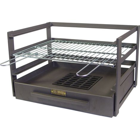 IMEX EL ZORRO 71475.0 Cassetto Barbecue con Griglia Zincata, Nero, 57 x 41 x 35 cm