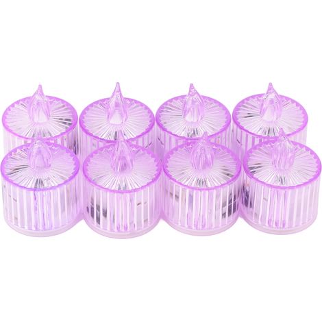 Ortviai Bougies LED sans flamme 8 pièces, coque violette, pour décoration de Noël, mariage et fêtes (1/5)