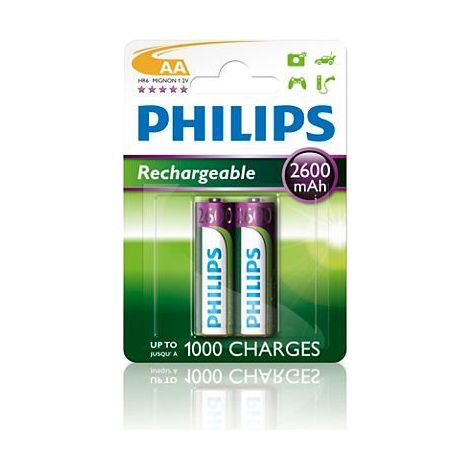 Batterie philips ricaricabili r-6 2600mah pack 2 (1/5)