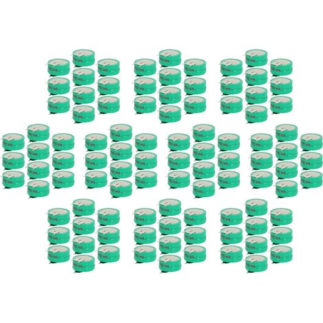 vhbw 100x NiMH Ersatz Knopfzellen-Akku Typ 2/V250H 3-Pins 250mAh 2,4V kompatibel mit Modellbau-Akkus, Solar-Leuchten uvm.
