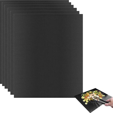 6 Pièces Tapis de Cuisson Barbecue 40 x 33 cm, Set de Grille Barbecue Mats Réutilisable, Tapis de Four Antiadhésif, pour Four, Barbecues à Charbon, Barbecues Électrique (1/5)