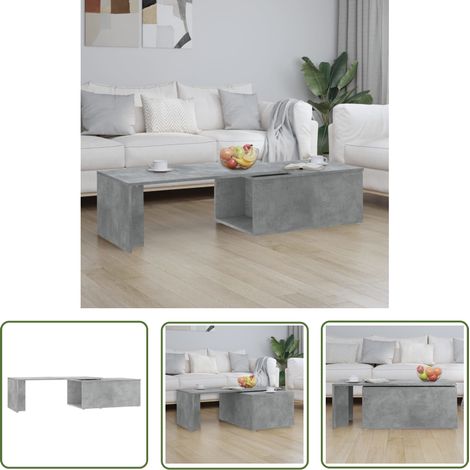 The Living Store Couchtisch Betongrau 150x50x35 cm Holzwerkstoff - Couchtisch - Wohnzimmereinrichtung - Holzmöbel - Grau - Betonoptik (1/5)
