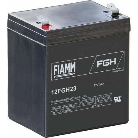 Batteria al piombo ermetica 12V 5Ah con faston 6,35mm - Fiamm 12FGH23