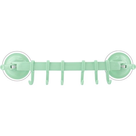 Porte-Serviettes Ventouse - 6 Crochets Muraux Sans Perçage Pour Salle De Bain Et Cuisine - Support Plastique Vert (1/5)