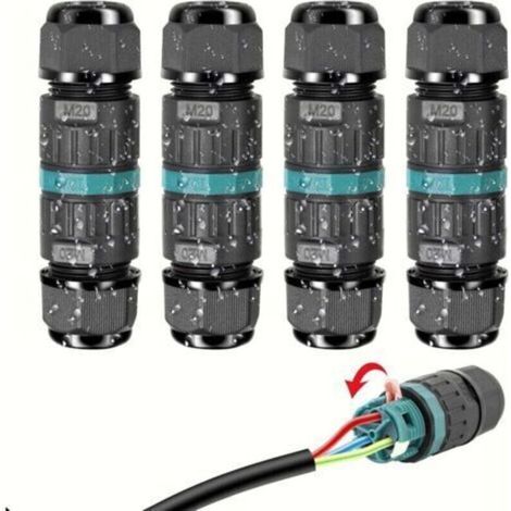 IP68 Waterproof Electrical Connector - 3-Wire Cable Connection Outdoor Waterproof Junction Box, Waterproof Domino Junction Box for Cable Ø 9 to 12mm (4 Pcs) (1/5)