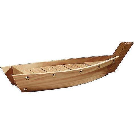 Plateau à sushi en bois forme bateau style japonais