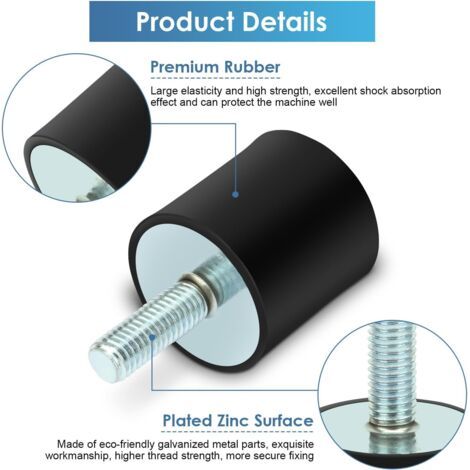 NALOOKAMIC Supports D'isolateur en Caoutchouc D'amortisseur M8, Bobines de Bateau de Voiture de Silentblock Anti-vibration de Supports en Caoutchouc(VD3030 M823) (1/4)