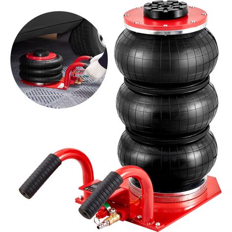 Cric Pneumatique 3 T 140-450 mm Cric de Levage Pneumatique 0,8-1,0 MPa Cric Gonflable 3 Coussins d’Air Levage Rapide Facile Portable pour Réparation Entretien Voiture SUV Atelier Garage Rouge (1/5)
