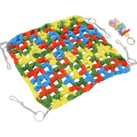 Lit suspendu pour hamster, hamac-balançoire tissé à la main pour petits animaux (chinchilla, rat, gerbille, planeur de sucre), 25 x 25 cm / 9,8 x 9,8 pouces (1/5)