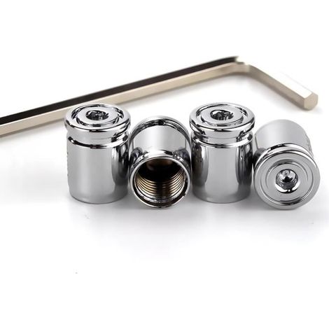 Bouchons de Valve de Pneu - Antivol - Universel - Cuivre - Résistant à l'Oxydation - 4 Pièces (1/4)