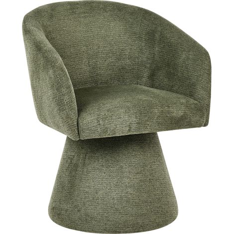 Swivel Armchair Dark Green Water-Repellent Fabric Fully Upholstered Thickly Padded Modern Living Room RYGGA (1/5)