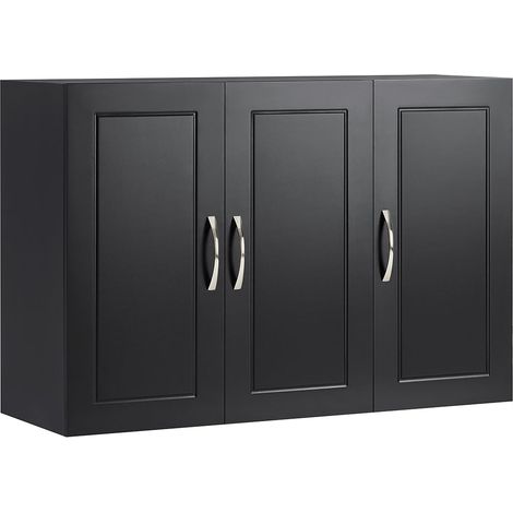 Mueble de Pared Armario Suspendido con 3 Puertas Armario Colgante para Baño con Balda Ajustable Negro 90 x 30 x 60 cm FRG231-L-SCH SoBuy ES