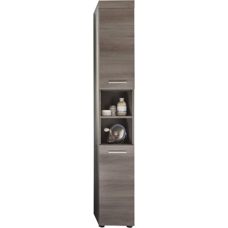 RunnerMoon Bad Hochschrank 2 Türen, 2 offene Fächer rauchsilber.