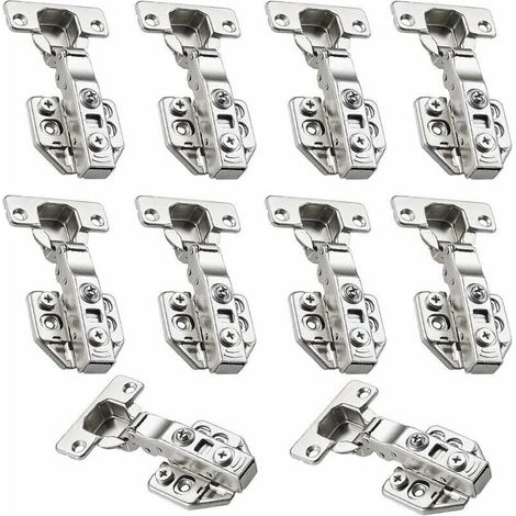 fermeture douce charnières pour placards 35 mm charnière porte placard 110 Degré Complètement Recouvrante charniere meuble avec vis d'installation, 10pièces - Argent (1/5)